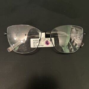 Keo Koen Eyeglass Frames Black Full Rim Cat Eye 56-15-142 NWT Frames Only